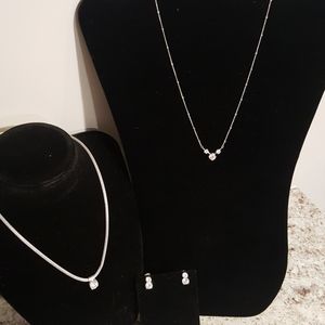 Silver Choker CZ with matching Earrings (2 sets)